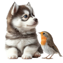 Fototapeta premium Puppy and bird graphic design