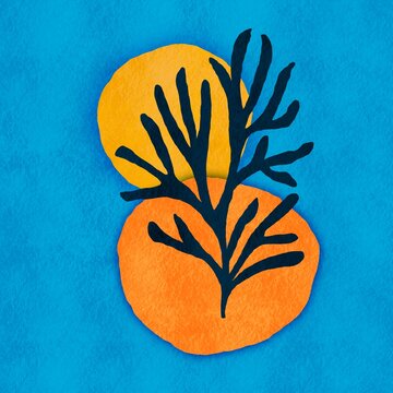 Minimalist nature themed abstract illustration