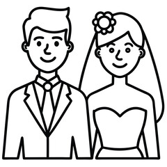 Bridal Couple Pictogram Simple Vector Illustration of a Man and Woman in Wedding Attire Ideal for Wedding Related Designs
