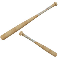 3D rendered wooden baseball bat isolated on transparent background 