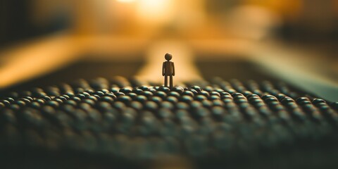 Solitary Figure Amidst a Sea of Darkness