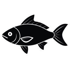 Simple Fish Icon Design for Logo or Graphic Element with Clean Lines and Modern Style Isolated on White Background for Versatile Use