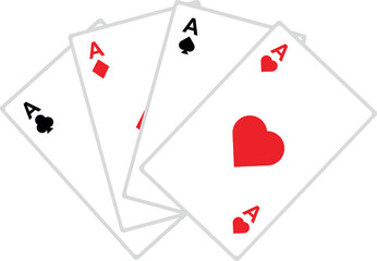 vector illustration four poker ace playing cards game
