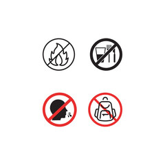 Prohibited Items Fire, Food, Drinks, Backpacks, and Talking