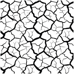 Cracked dry earth texture in black and white vector design for drought concept, natural disaster, climate change, background pattern and geology illustrations