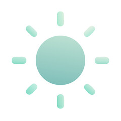 Sun icon in minimal pastel style in gradient teal turquoise green blue colour