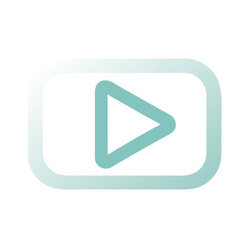 Play button icon in minimal pastel style in gradient teal turquoise green blue colour