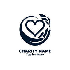 Charity outreach logo for nonprofit support project, emotional kindness vector, donation help symbol, volunteer illustration, humanitarian care for social love