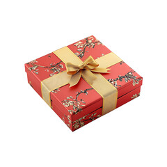 Festive wrapped gift box for birthday or celebration isolated on a transparent background.