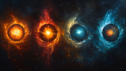 Cosmic Fire and Ice Four Elemental Nebulae