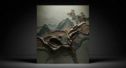 Mountain and Tree Abstract Art
