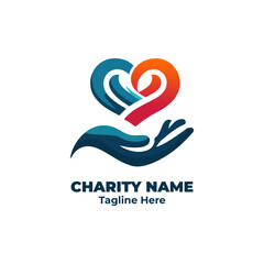 Charity heart symbol for donation vector, nonprofit support logo, emotional outreach design, humanitarian care campaign, volunteer kindness illustration for social help