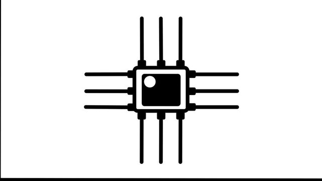 Microchip Line Icom , Computer Processor Animation .