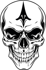 Danger Skull tattoo silhouette vector illustration, The skeleton of a stake. Clipart vector illustration for Vinyl cutting and printing: a dead pirate with bones. and the best design for t-shirts.