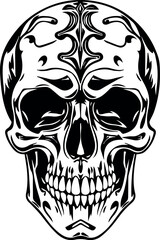 Danger Skull tattoo silhouette vector illustration, The skeleton of a stake. Clipart vector illustration for Vinyl cutting and printing: a dead pirate with bones. and the best design for t-shirts.