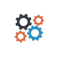 Flat Style Gear Settings Icon for Technology and App Interfaces