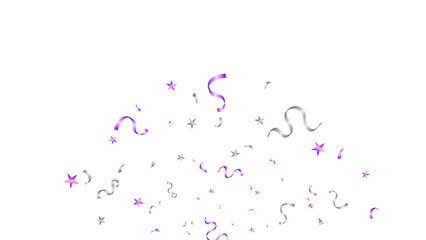 Decoration banner with silver and purple winding ribbons confetti, anniversary, celebration, greeting vector