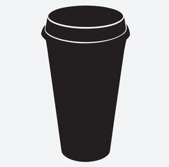 coffee paper cup silhouette vector art illustration, coffee cup isolated on white background