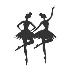 Elegant ballerina dancer silhouettes in classic ballet poses — perfect for dance studio branding, posters, or art prints