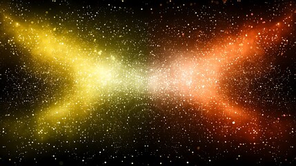 Freeze frame of radiant color explosion with bright dust clouds dispersing dynamically in crisp focus against dark background