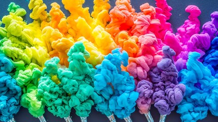 Freeze frame of radiant color explosion with bright dust clouds dispersing dynamically in crisp focus against dark background