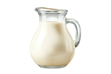 Dairy-rich jug of milk with handle perfect for healthy eating visuals, isolated on transparent background
