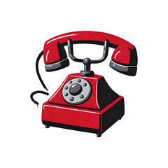 Vintage red rotary phone clip art vector illustration stock image graphic on transparent background