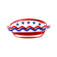 Patriotic pie icon with stars, festive holiday celebration concept