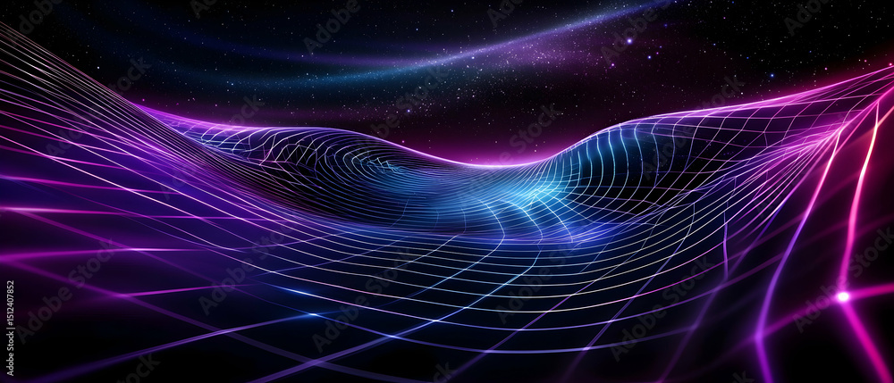 Poster abstract futuristic glowing lines and dots background