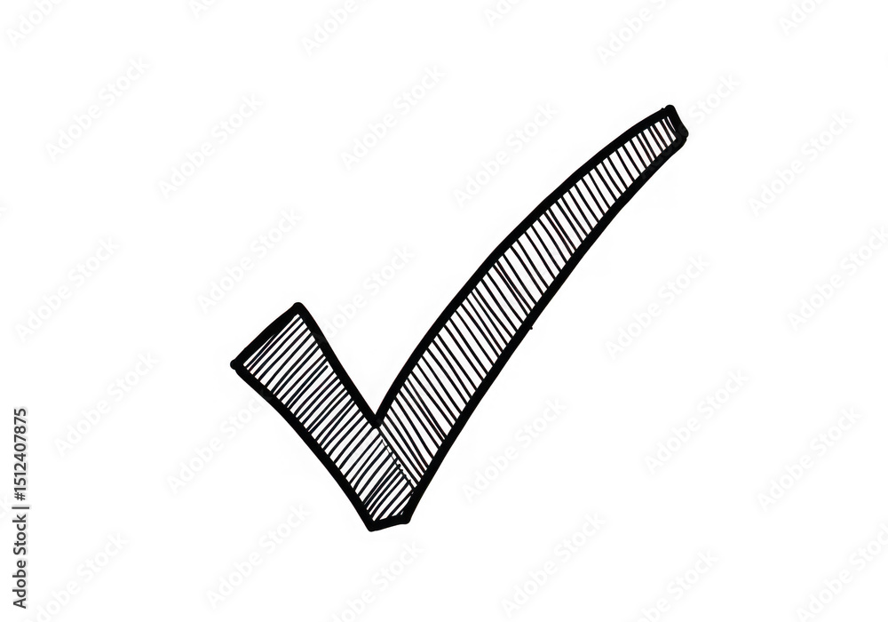 Poster drawn check mark symbol isolated on transparent background