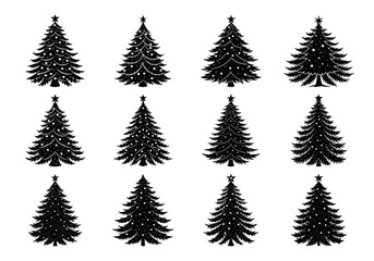 Obraz premium Christmas Trees Pictogram Set