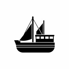 creative details Outline silhouette Fishing boat icon vector illustration