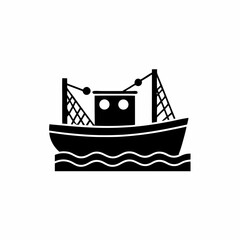 creative details Outline silhouette Fishing boat icon vector illustration