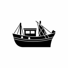 creative details Outline silhouette Fishing boat icon vector illustration