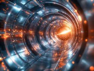 Cyberpunk Energy Corridor with Orange Glow Effect