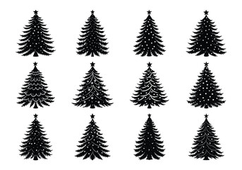 Obraz premium Christmas Trees Pictogram Set