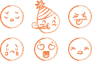 Vintage Emoji Faces Vector Bundle – Creative Sticker Set of Smiling, Angry, and Emotional Cartoon Icons