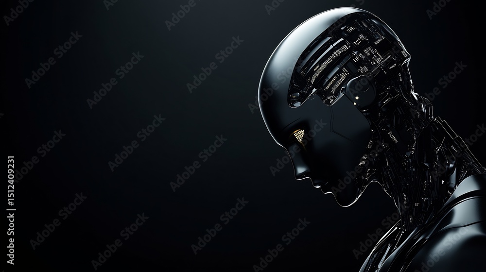Aufkleber artificial empathy portrayed robot faces leaking glowing tears of code