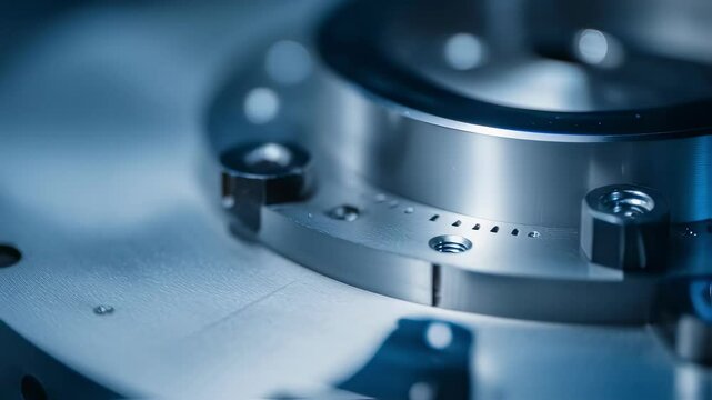 Metallic precision tool with screws and markings on a base, adjusting optical components for crafting high performance lenses, showcasing the engineering involved