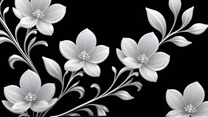 Fototapeta premium Elegant Monochrome: 3D Black and White Flowers