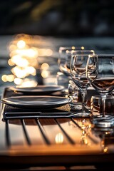 Obraz premium Elegant Outdoor Table Setting at Sunset