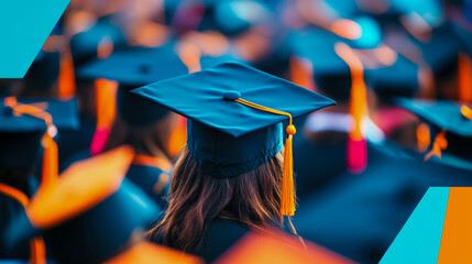 Concept: Graduation ceremony, Honoring student achievement at university, Design for print, card, poster