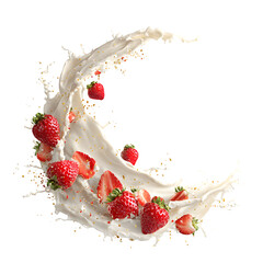 Delicious Creamy Milk Splash with Fresh Strawberries a perfect Food Photography for your recipes and advertising