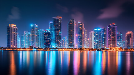 Obraz premium view of buildings at night