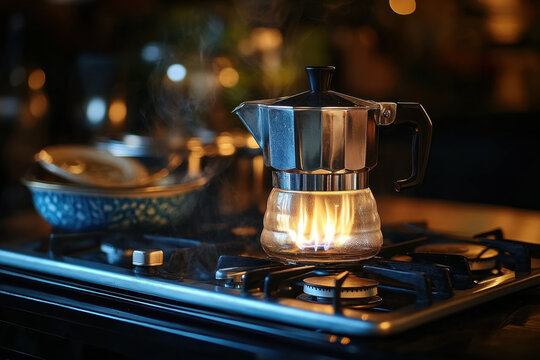 Coffee pot sitting on stove.