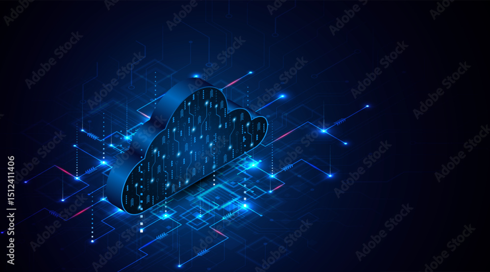 Leinwandbilder abstract cloud technology circuit board. large data center concept. modern cloud storage technology 