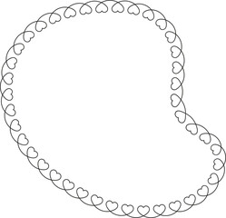 Floating abstract figure with a wavy outline formed by linked heart patterns.