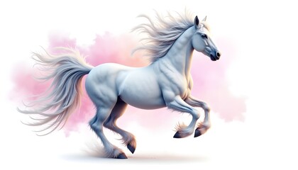 a white galloping horse 