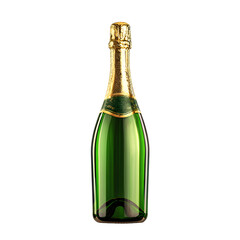 Elegant Green Champagne Bottle with Gold Foil Cap against a Black Background Perfect for Celebration Events