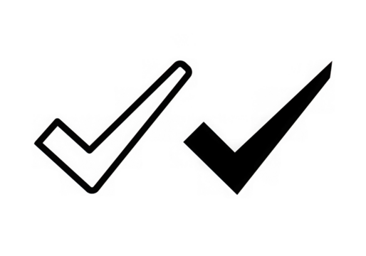 Two check mark symbols isolated on transparent background